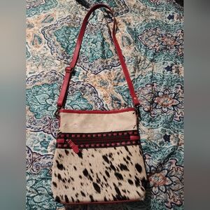 Myra Bag Pink and Gray Crossbody with Animal Print